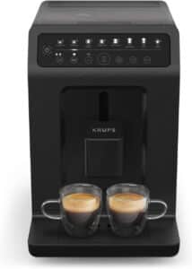 Krups Machine à café grains automatique, 2 boissons simultanées, 8 boissons préréglées, Entretien facile, Plastique recyclé et recyclable, Fabriqué en France, Evidence Eco-Design EA897B10