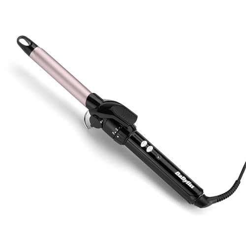BaByliss Boucleur à pince 19mm - Cylindre avec revêtement Sublim’ Touch, 10 réglages de température, Boucleur professionnel avec support de sécurité intégré, noir et rose, C319E