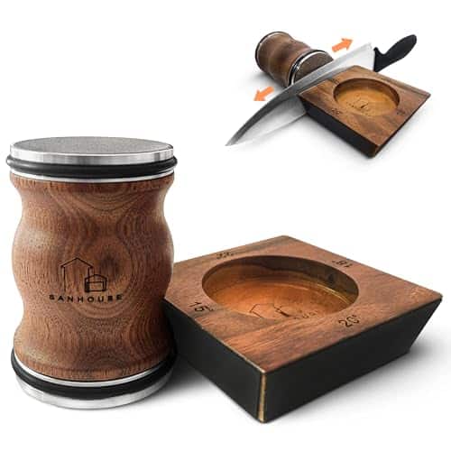 SANHOUSE Aiguiseur couteaux roulants, affuteur de couteaux magnétique multi-angles, pierre a aiguiser, eguiseur de couteau en diamant&céramique, offre un aiguisage de 15 à 22 degrés - MARQUE FRANÇAISE