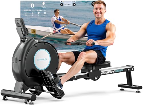 LABGREY Rameur Magnétique D'appartement, Rameur Bluetooth, Écran LCD, Silencieux, Capacité Maximale 158 kg, Idéal pour l’Entraînement Cardio à Domicile (H320-Magnétique [Modèle 2026])