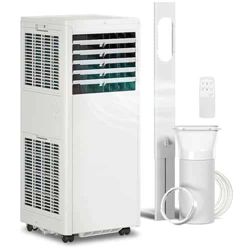 HOMCOM Climatiseur mobile 7000 BTU, climatiseur portable 4 en 1, refroidissement, déshumidificateur, ventilateur, mode nuit, télécommande, minuteur 24H, 2 Vitesses, pour pièces 30 m², classe A