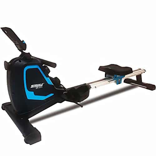 CARE FITNESS - Rameur d'Appartement - SR-911 à Freinage magnétique - Écran LCD 6 Fonctions - 8 Niveaux de Résistance - Tirage Central - Masse d'Inertie 4kg